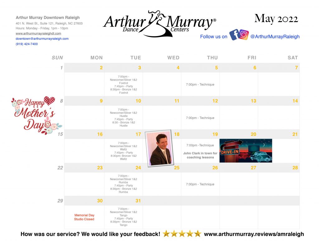 Calendar Arthur Murray Dance Studio in Raleigh, NC